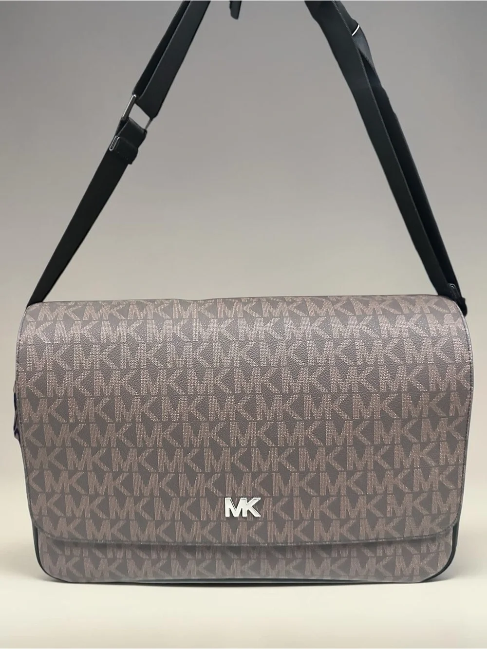 Michael Kors Brown MK Logo Messenger Bag with Black Strap
